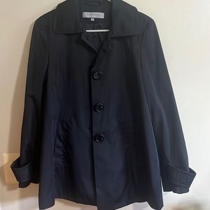 Anne Klein Button Up Black Rain Jacket Size Medium
